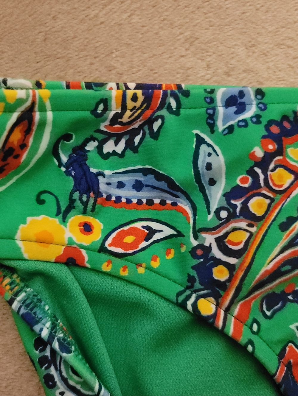 Polo Ralph Lauren Green/Blue/Yellow/Orange/White Paisley 2 Pcs Swim Suit Size 16 - Picture 3 of 5